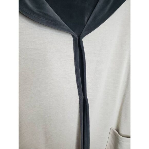 Soft Surroundings Hooded Velour Lagenlook Cream and Grey Cardigan Blanket Jacket - Picture 4 of 8